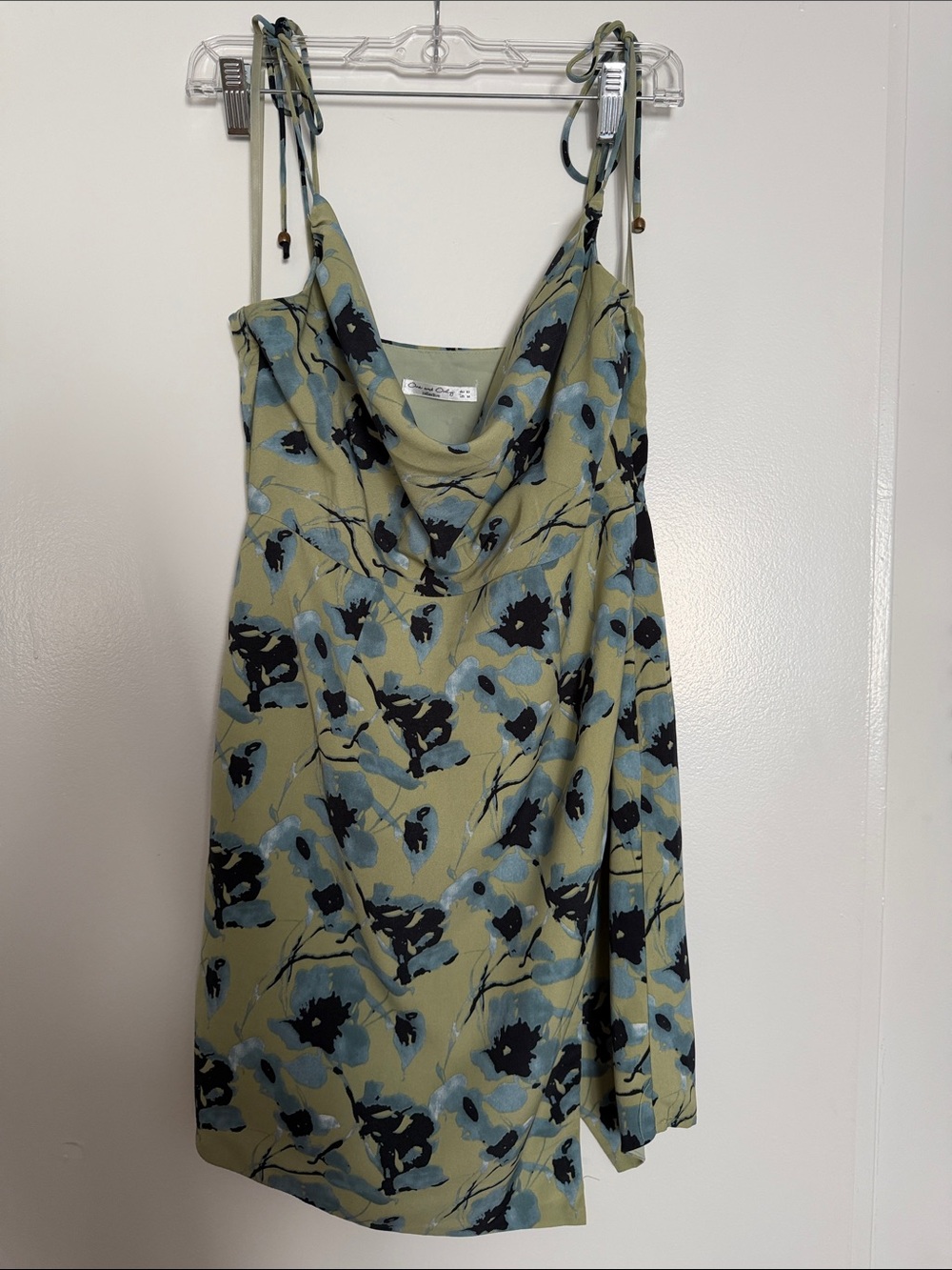 Floral Cowl Neck Mini Dress in Sage Green